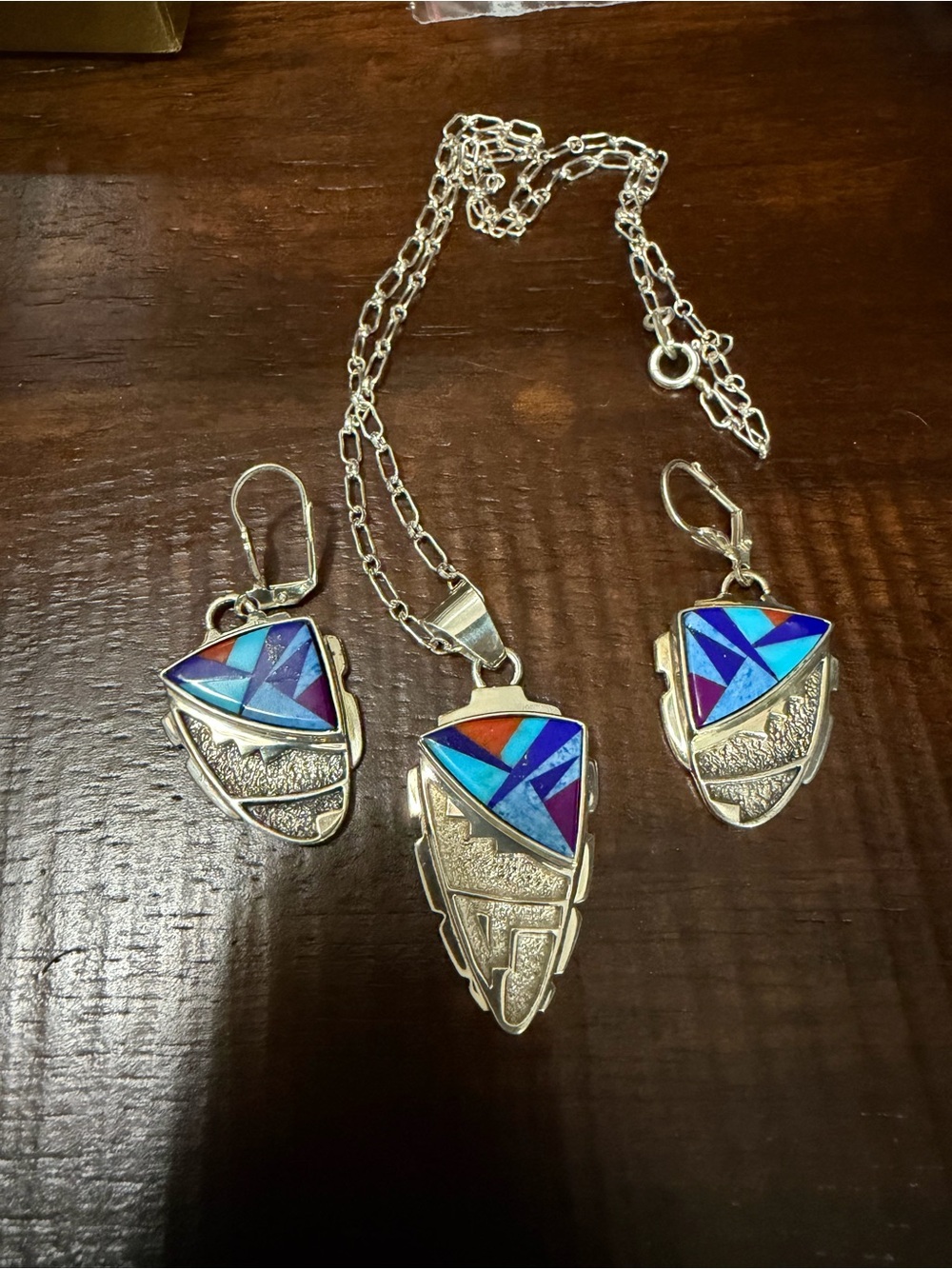 Navajo Sterling Silver Necklace and Earrings